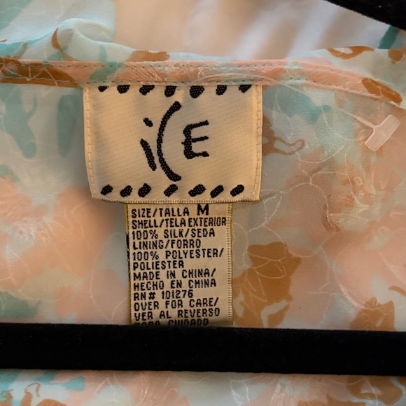 Ice Floral Ruffle Blouse - Teal and Orange - Picture 9 of 12